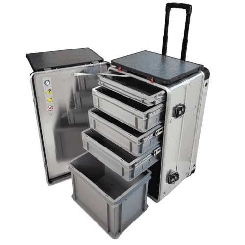 Caisses aluminium avec tiroirs