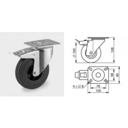 Roulette pivotante à frein diamètre 100mm