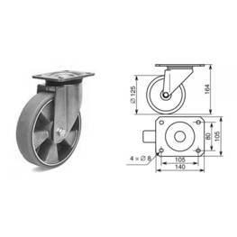 Roulette pivotante diamètre 125mm