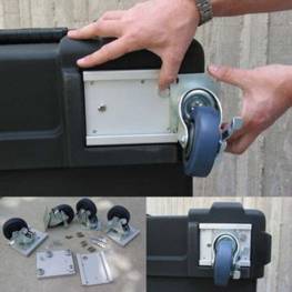 Kit 4 roulettes à frein amovibles avec platines de fixation rapide