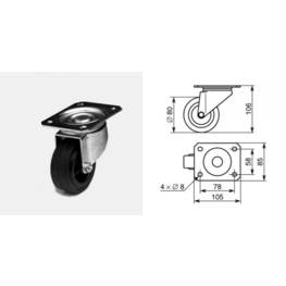Roulette pivotante diamètre 80mm 